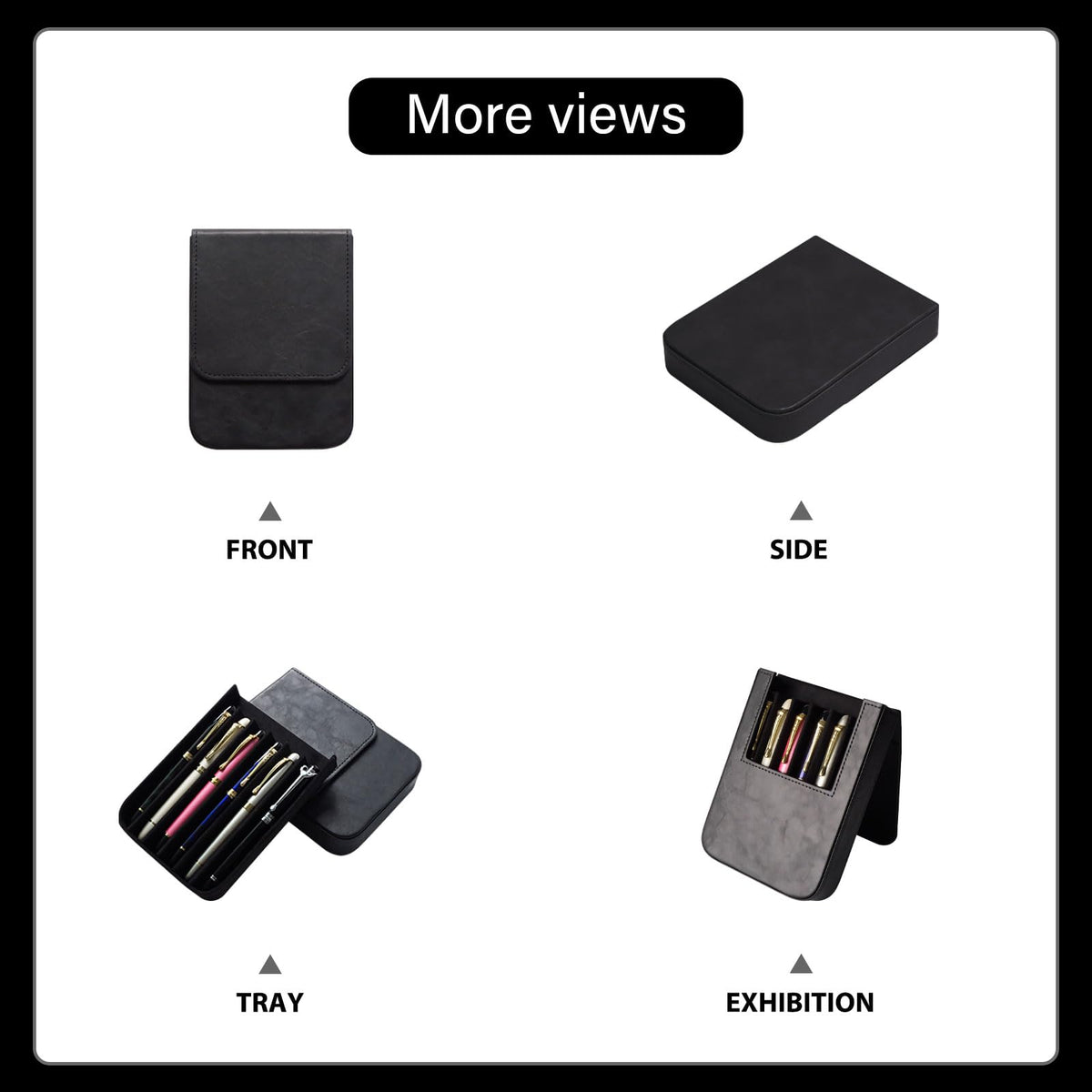MIVLXLX 6 Slot Fountain Pen Case, Handmade Magnetic,Christmas Gift (black)