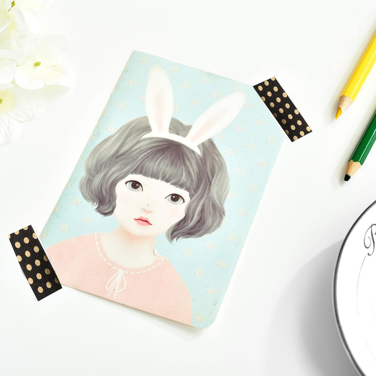 CIAJIE Black Point Foil Dots Washi Tape,5/8" x 393 inches(15mm*10M) Wave Foil Dots Washi Tape
