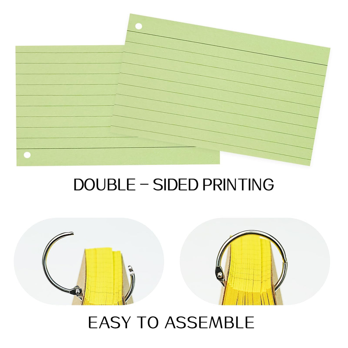 800 PCS Colored Index Cards, 3x5 Inches Flash Cards with Ring