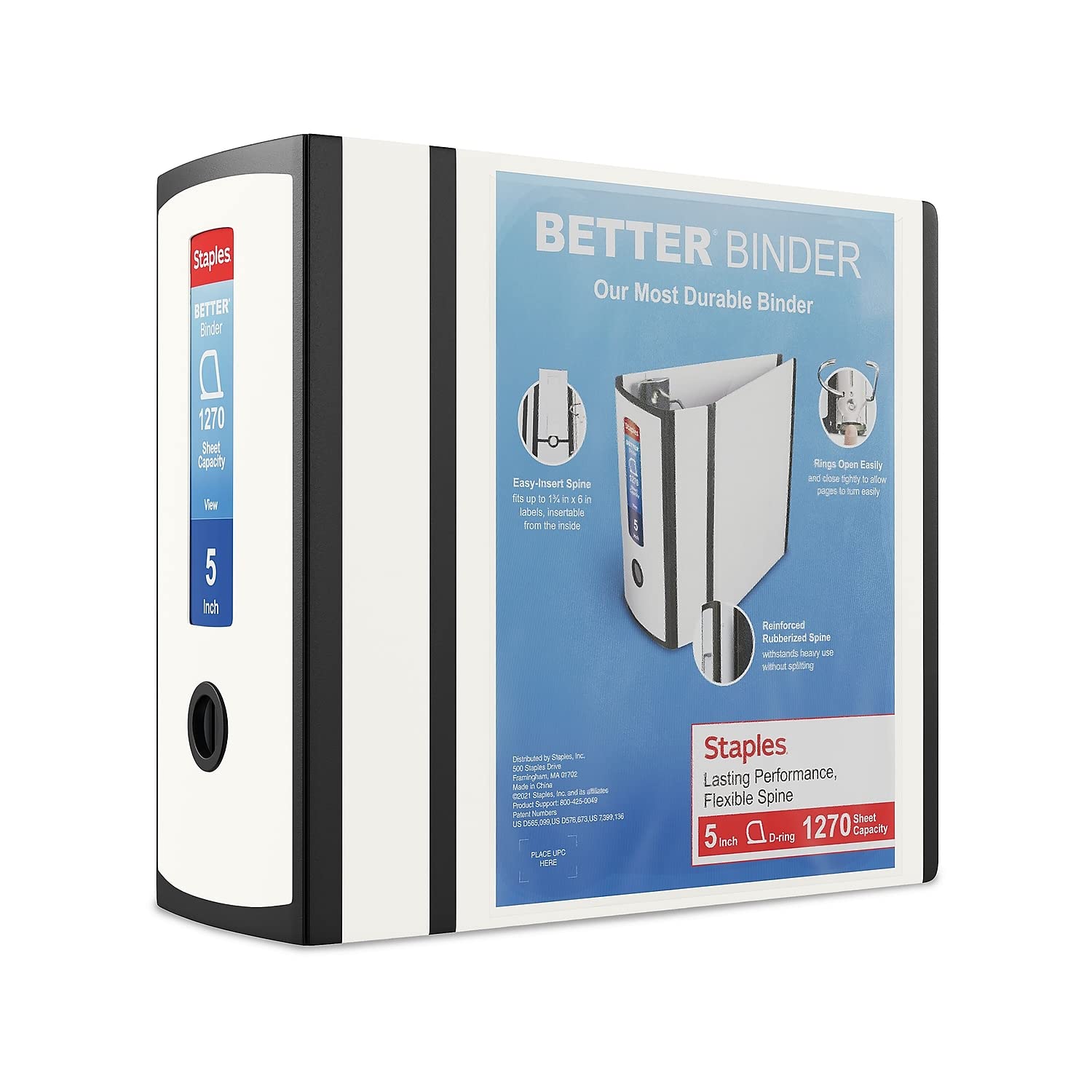 Staples Better 5-Inch D-Ring View Binder, Reinforced Spine