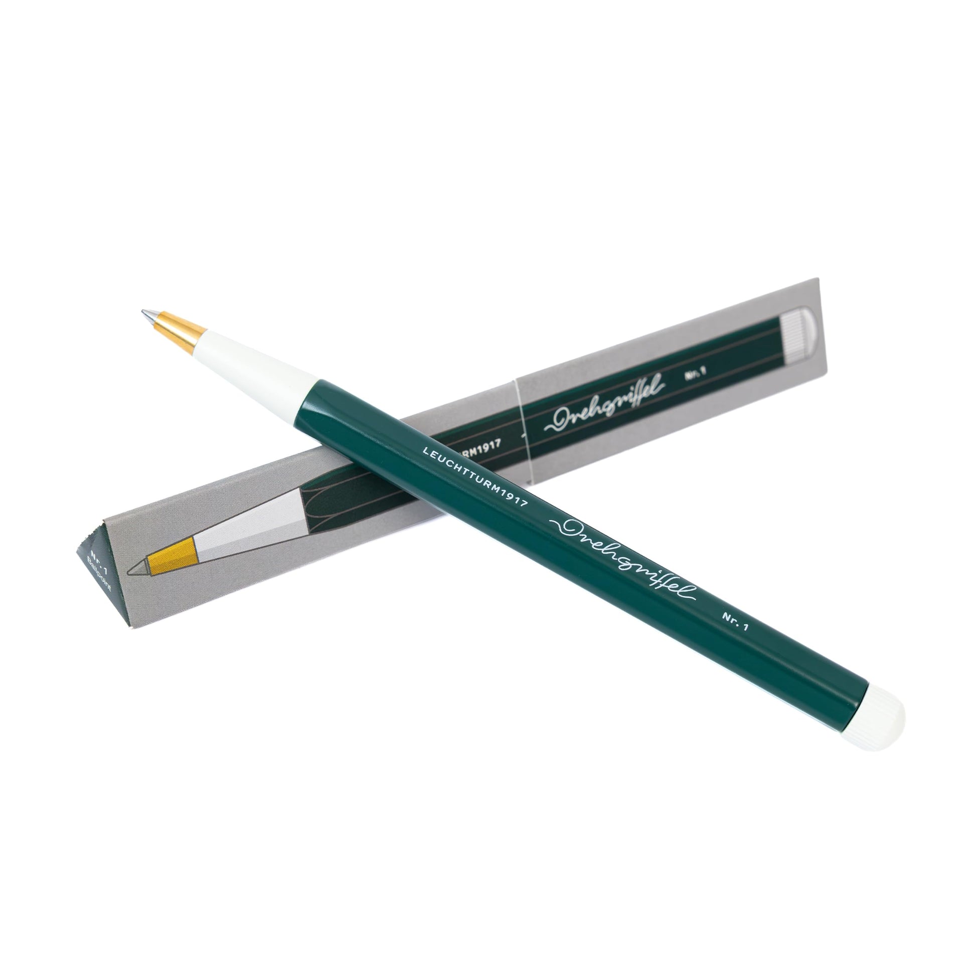 LEUCHTTURM1917 - Drehgriffel Writing Pen (Forest Green) - Ballpoint Pen with Royal Blue Ink Included