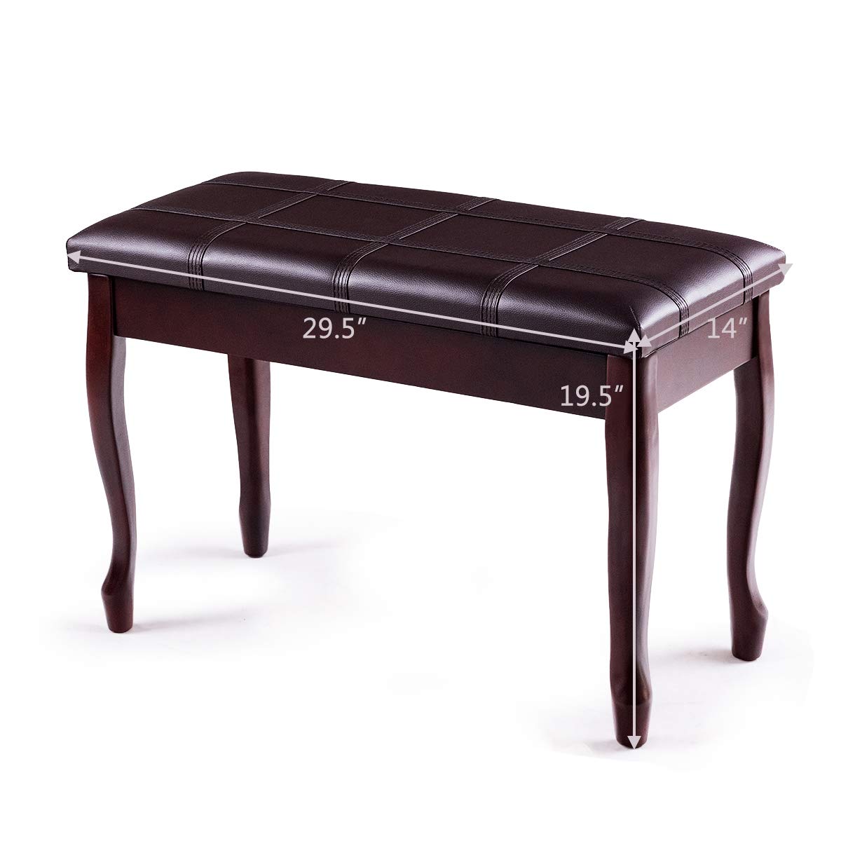 GOFLAME Piano Bench Stool with Padded Cushion and Music Storage, Heavy Duty Piano Duet Seat with PU