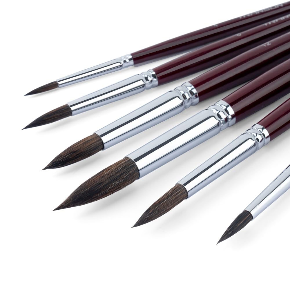 Transon Squirrel Hair Round Paint Brush Set for Watercolor Gouache Ink Acrylic Art Painting