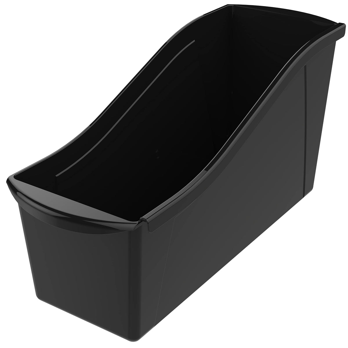 Storex Large Book Bin - Interlocking Plastic Organizer for Home, Office, and Work Space - Black