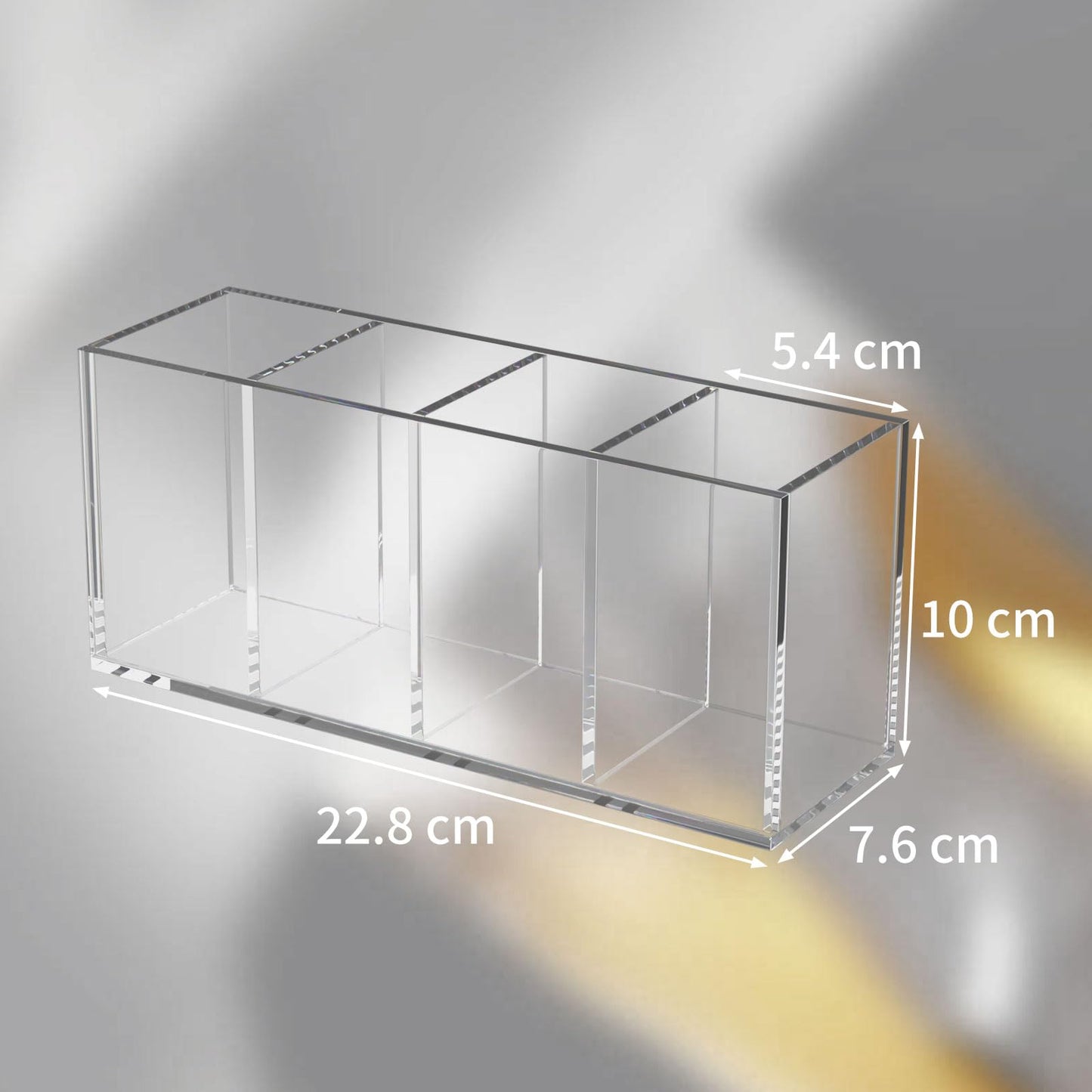 NIUBEE Acrylic Pen Holder 4 Compartments, Clear Desk Pencil Organizer Cup