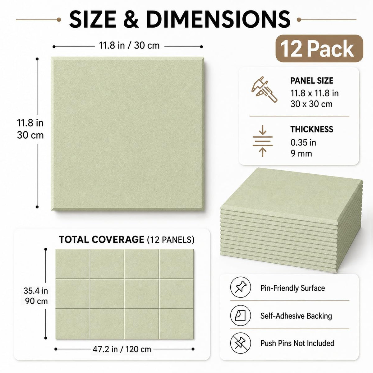 Baysola Felt Bulletin Board Tiles, Cork Board Alternative, 48 x 36 in