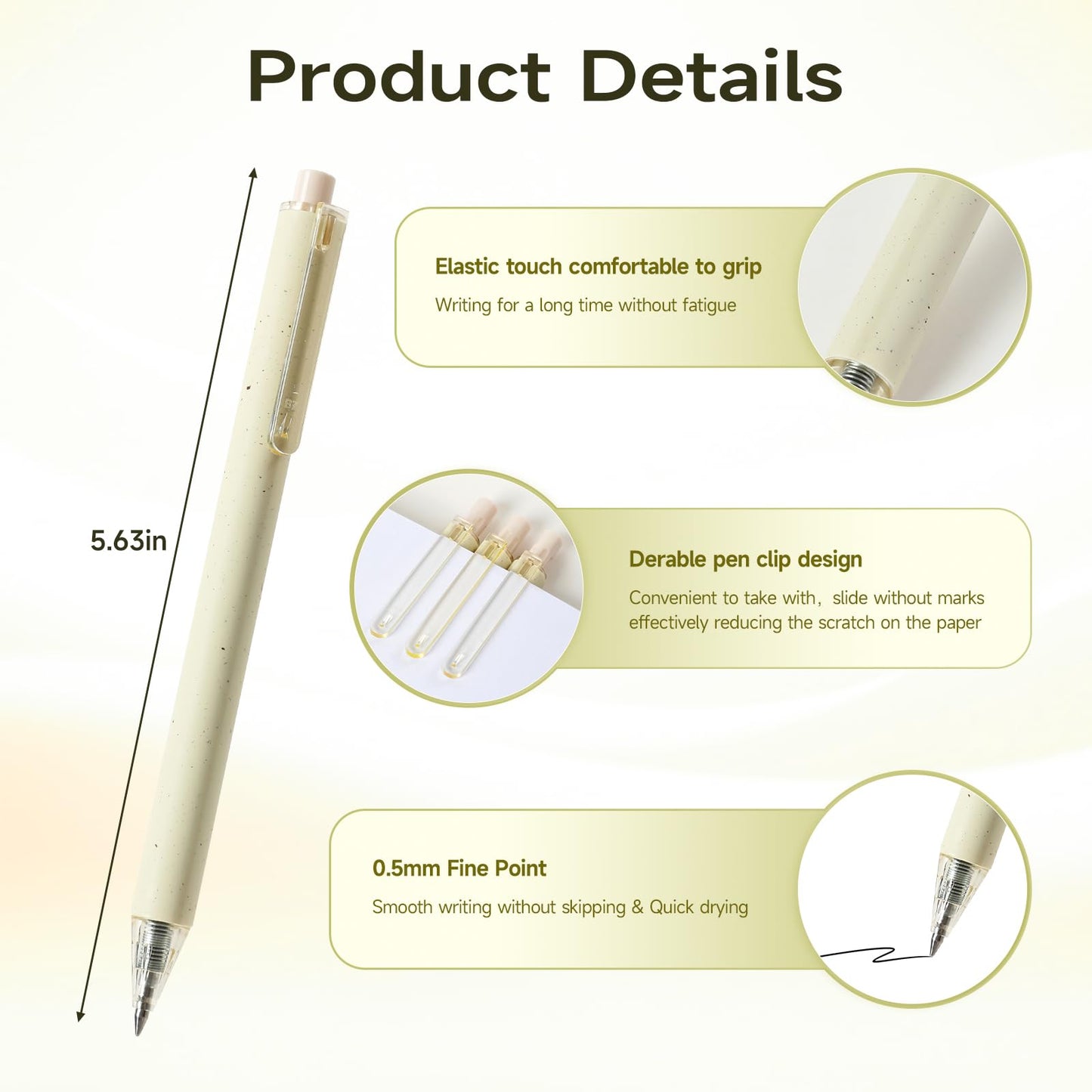 RIANCY Aesthetic pens Black Ink Pens Cream Pen Fine Point Smooth Writing Pens, High-End Series Pens