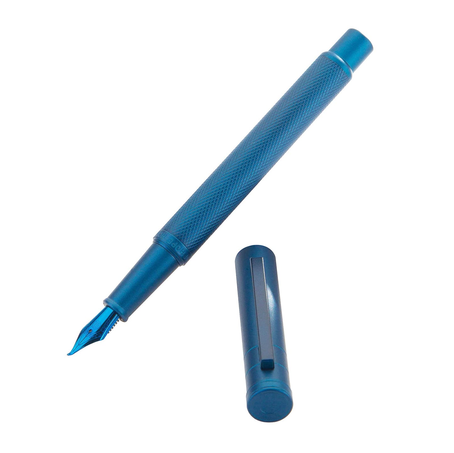 Asvine Dark Blue Fude Pen, Bent Nib Calligraphy Fountain Pen (Fine to Broad) with Converter and
