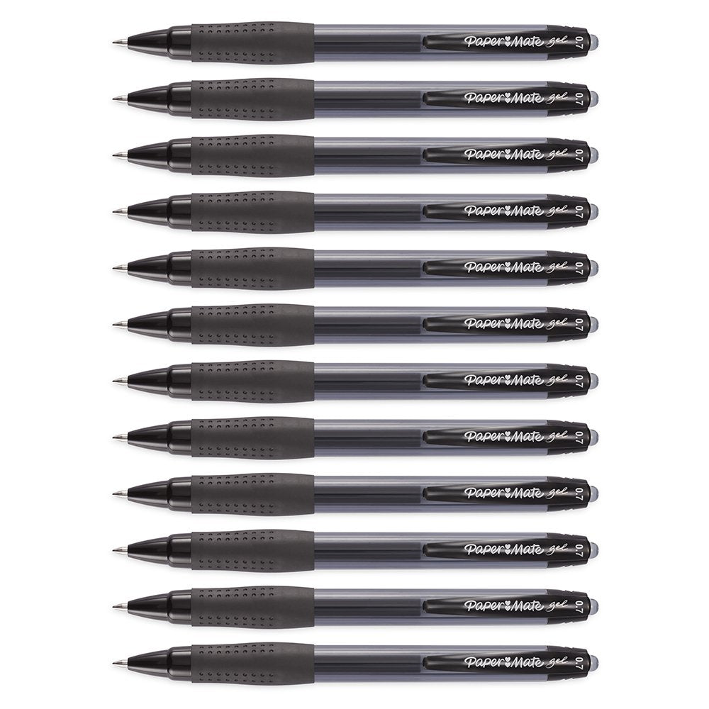 Paper Mate Gel Pens, Medium (0.7mm), Black, 12 Count