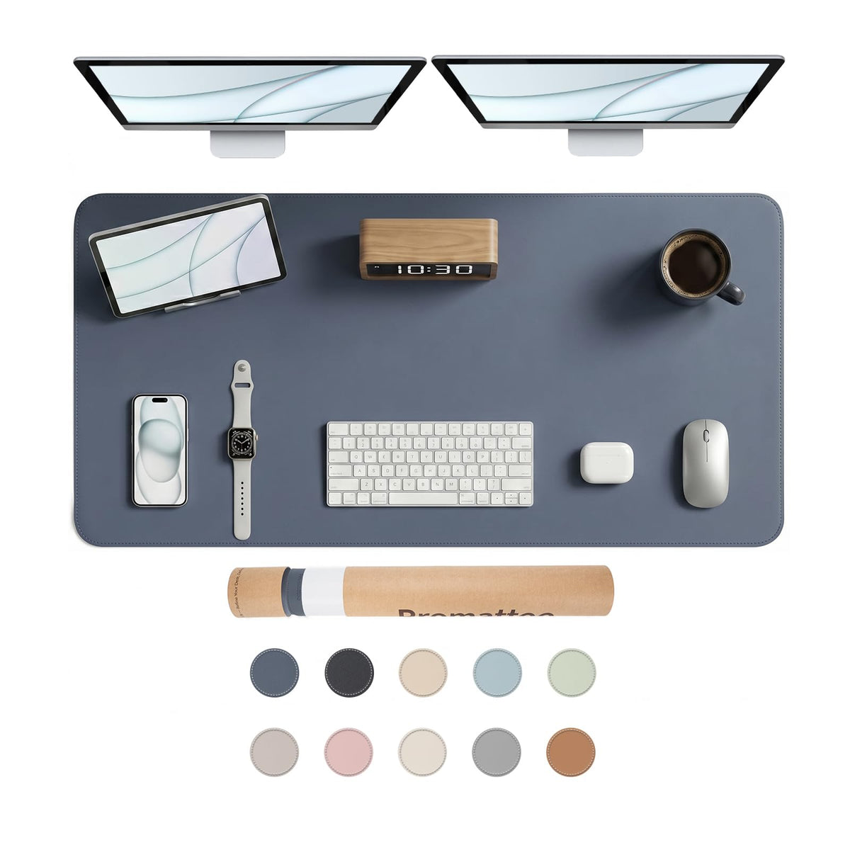 PROMATTOO Large Desk Pad Non-Slip Desk Mat Protector for Keyboard Mouse Waterproof Vegan Leather
