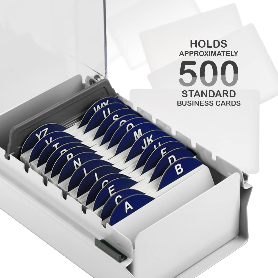Acrimet Index Business Card Size File Holder Organizer Box Metal Base Heavy Duty (AZ Index Cards