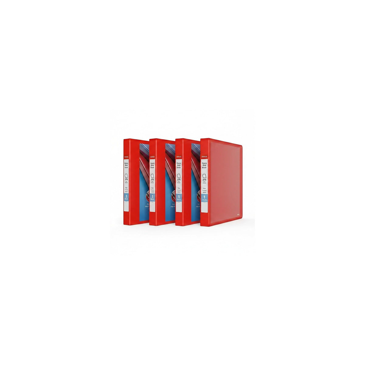 Staples Heavy Duty 1" 3-Ring View Binder, D-Ring, Red, 4/Pack