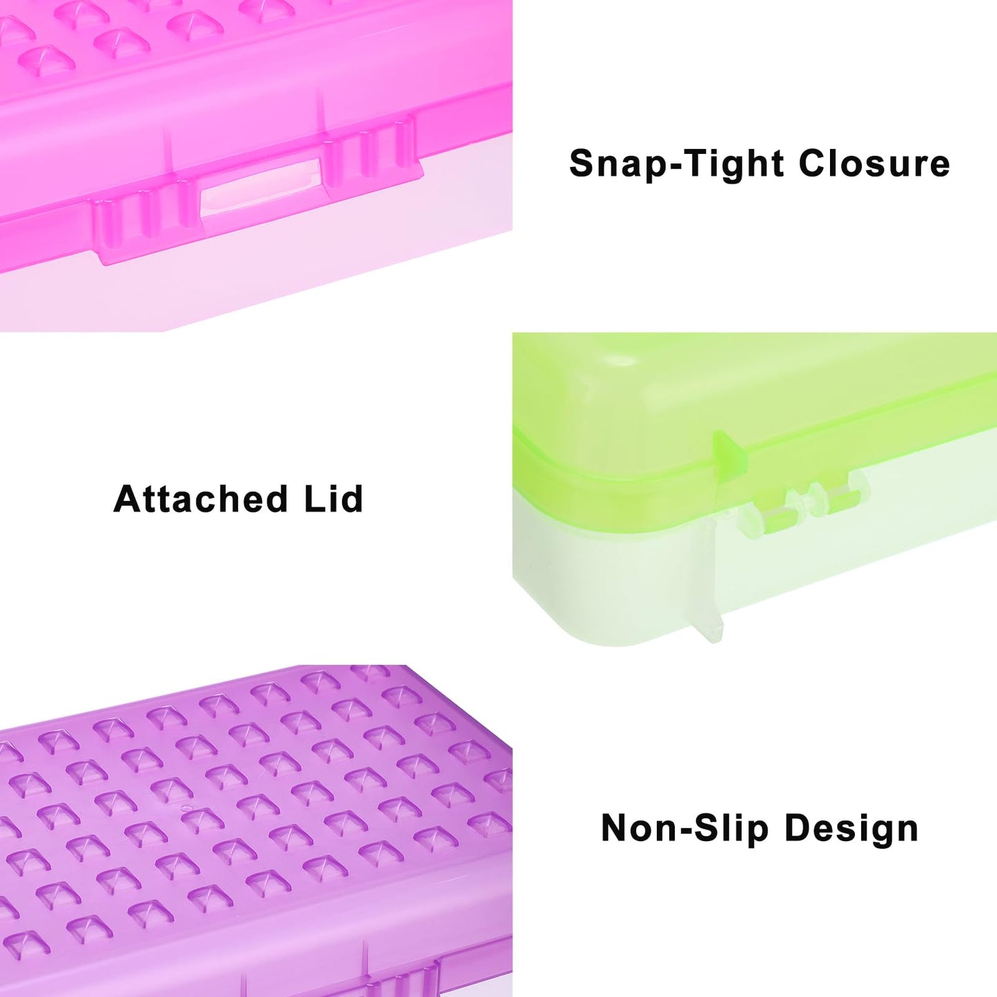 BTSKY 6 Pack Multipurpose Utility Box- Large Capacity Pencil Box with Lid Snap Closure Pencil