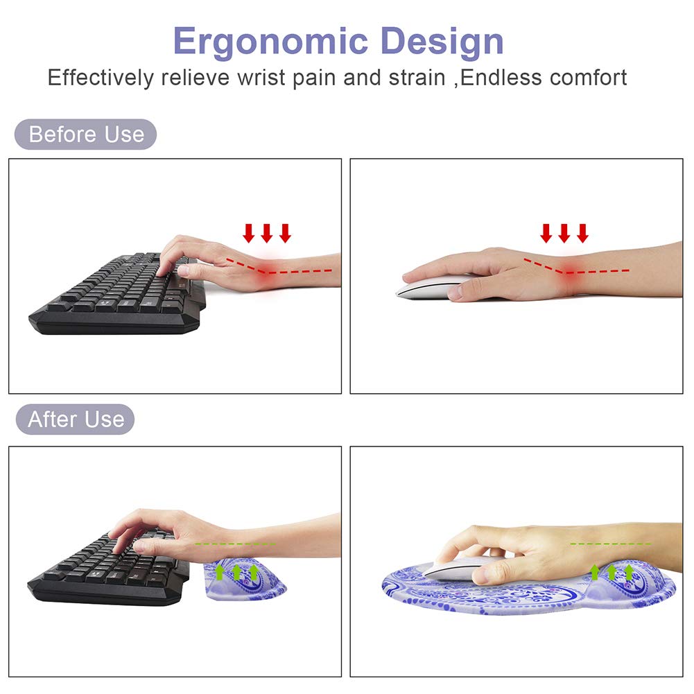 iVeze Keyboard Wrist Rest Pad and Mouse pad with Wrist Rest Support Set, Non Slip Base Wrist