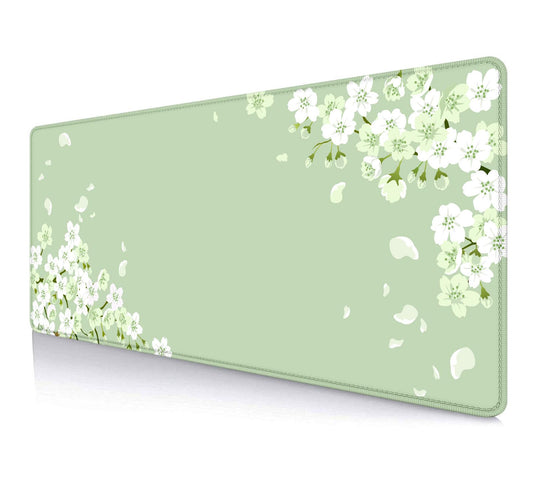 IMAYONDIA Sakura Japanese Desk Mat, Cherry Blossom Flowers Large Gaming Mouse Pad, Pastel Floral