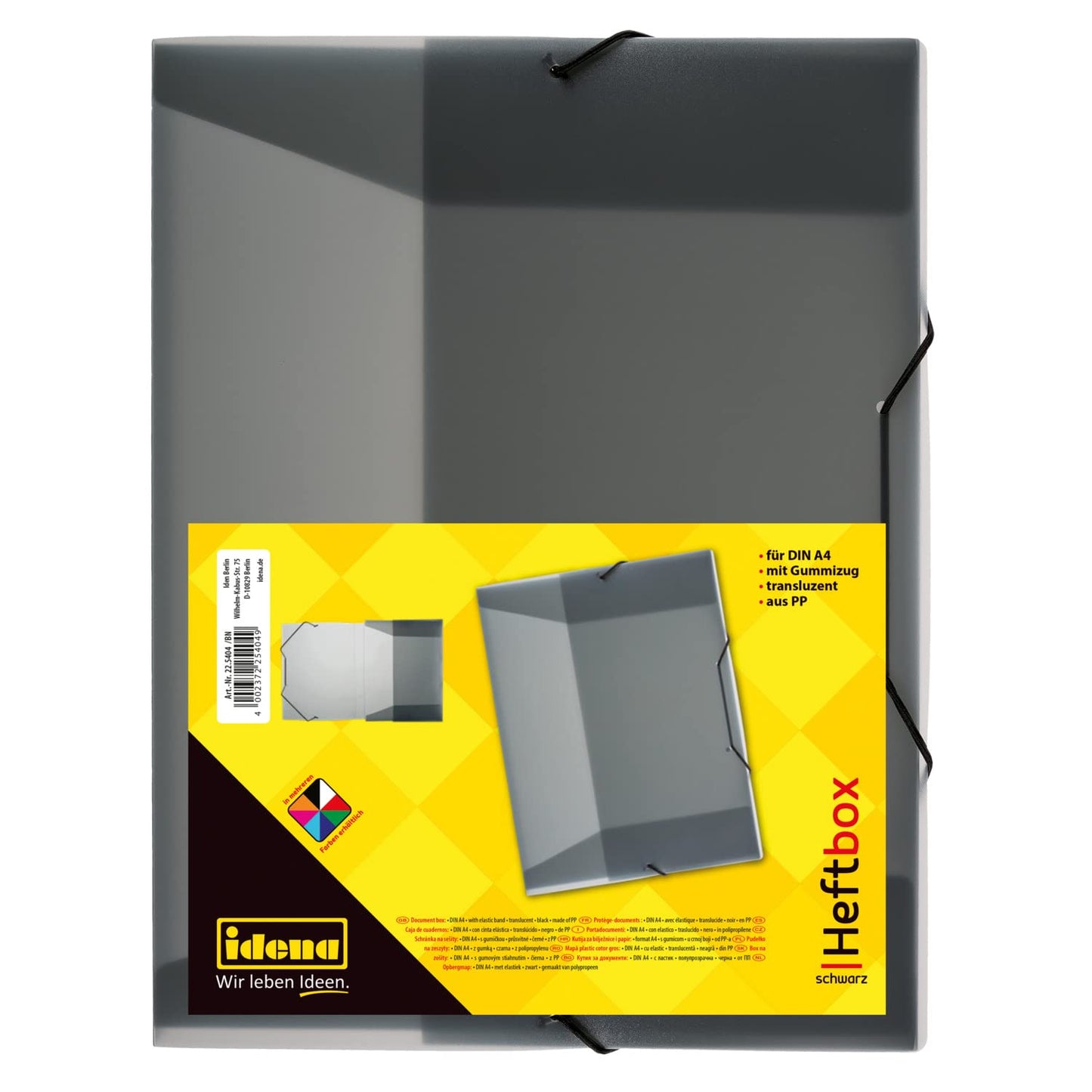 idena® DIN Box File with Elastic Strap a4 Black