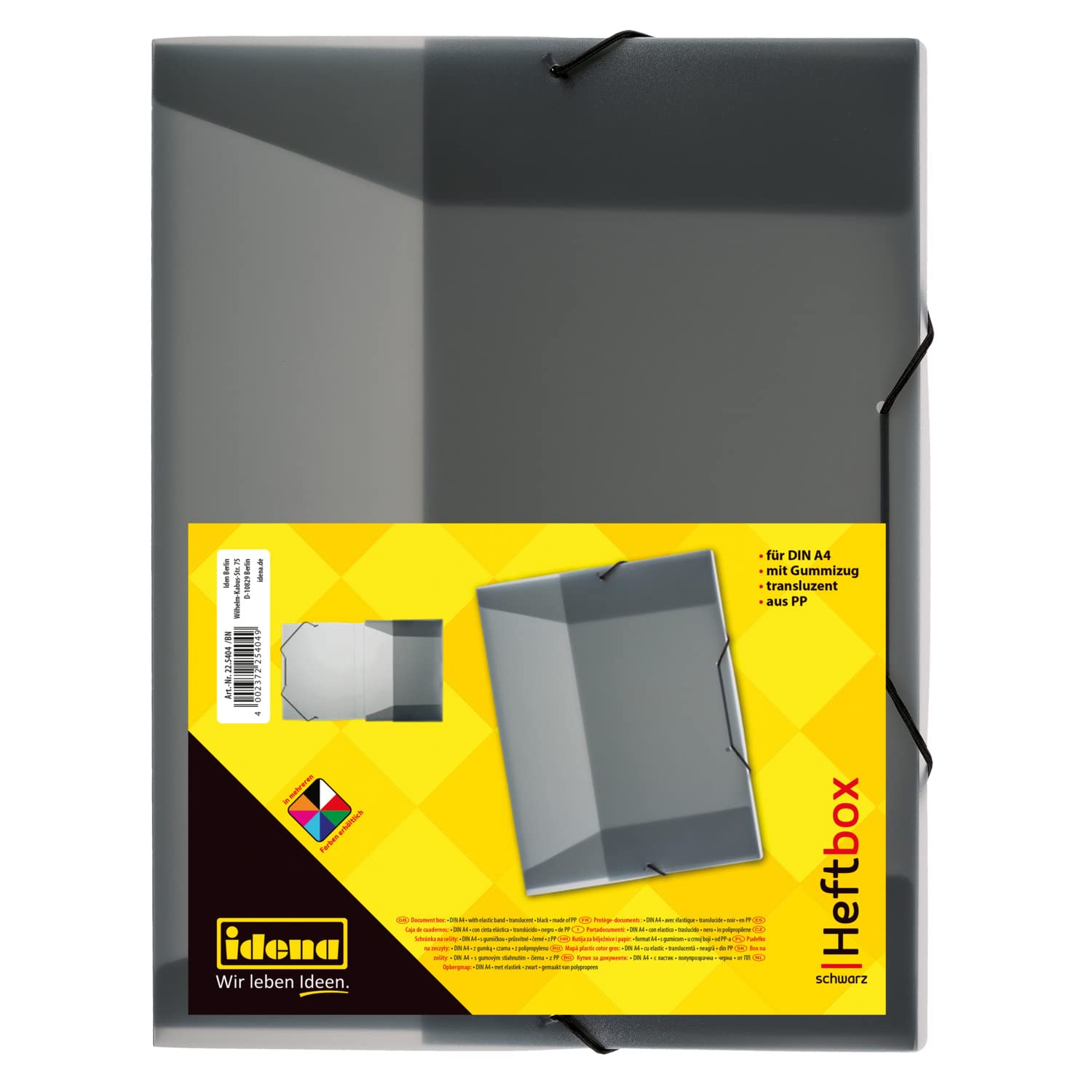 idena® DIN Box File with Elastic Strap a4 Black