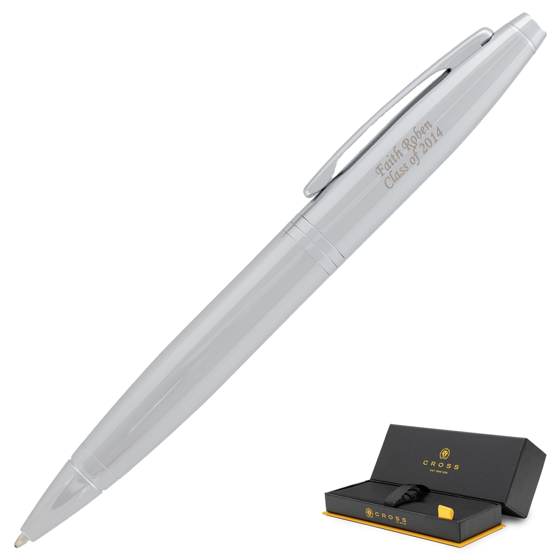 Cross Calais Personalized Ballpoint Pen in Chrome, 2 Line