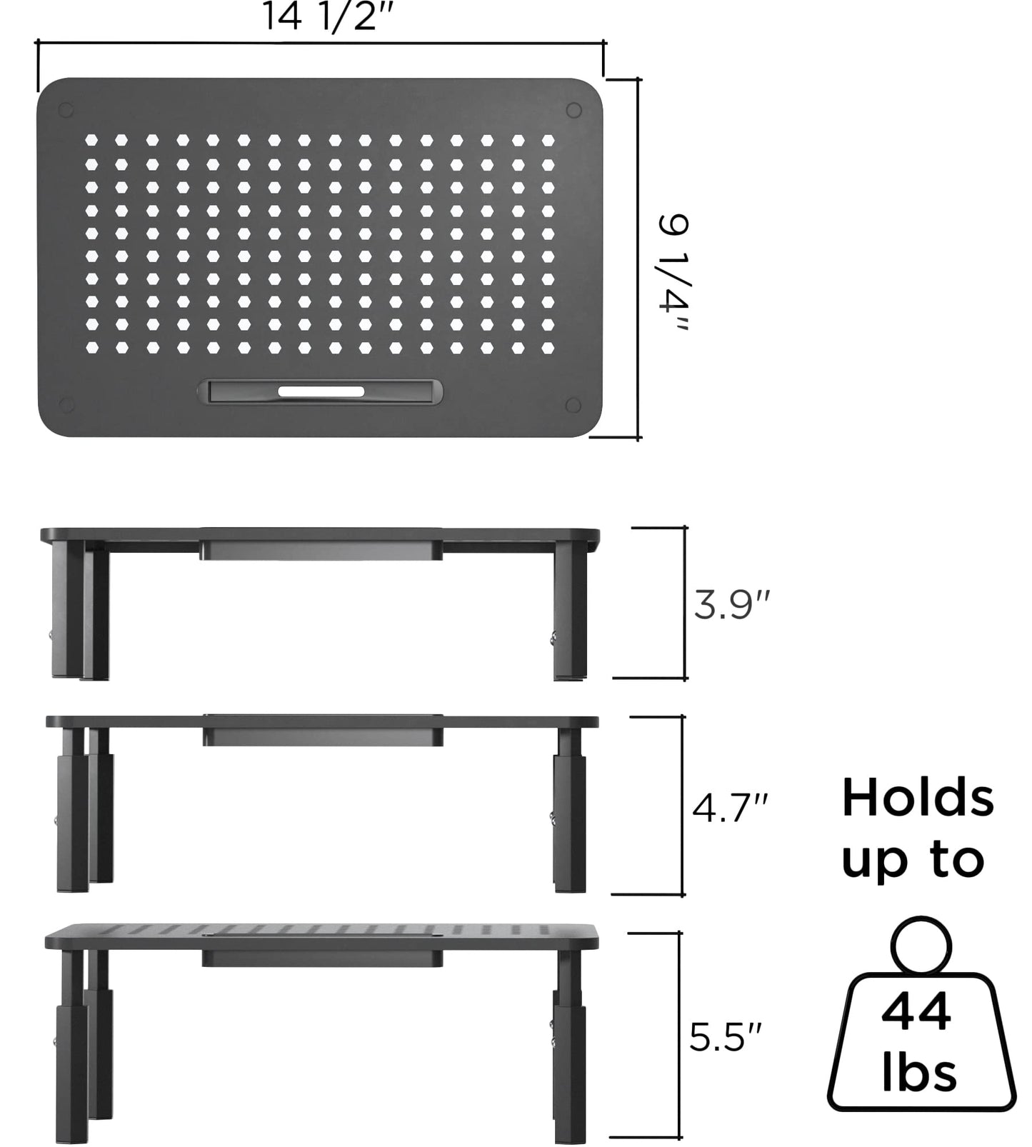 EVOOMI Back Saver Monitor Stand for Desk - 2 Pack Monitor Riser - Anti-Skid HD Hexagonal Steel