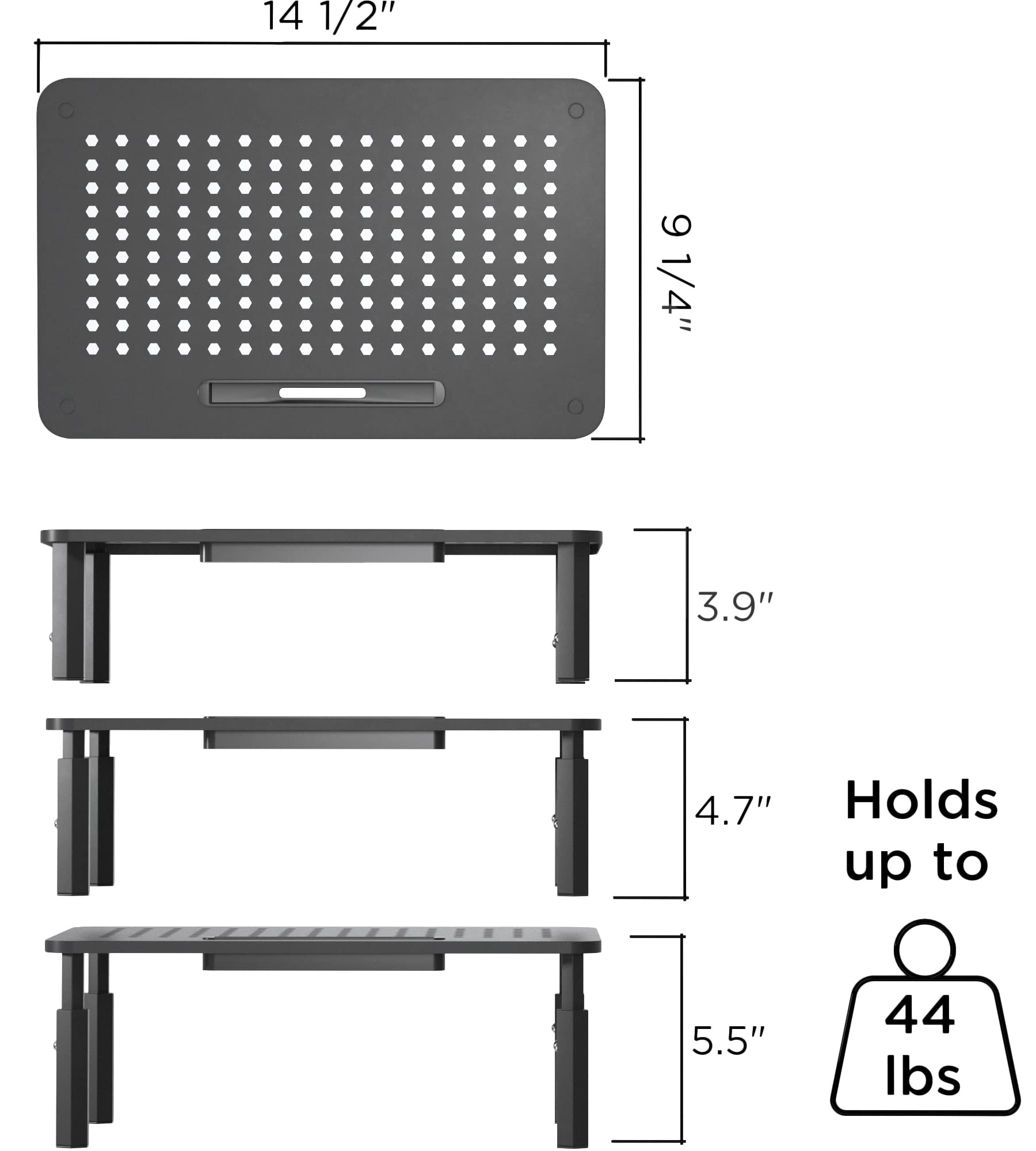 EVOOMI Back Saver Monitor Stand for Desk - 2 Pack Monitor Riser - Anti-Skid HD Hexagonal Steel