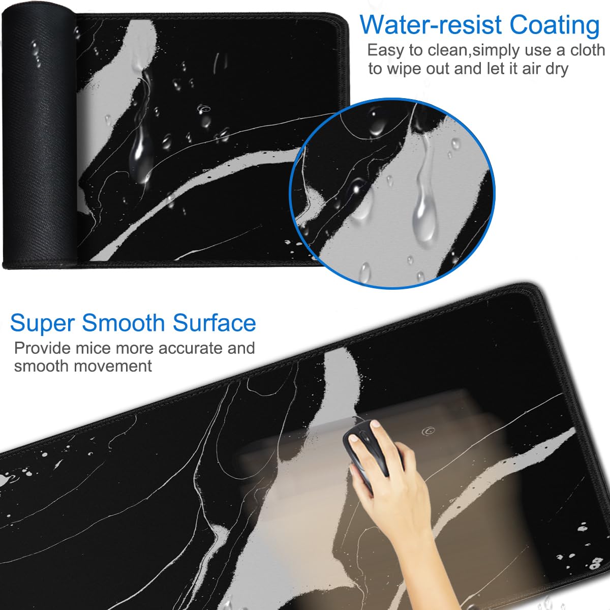 Large Mouse Pad, 31.5x15.7 inch Large Extended Computer Keyboard Mouse Mat, Water Resist Non-Slip