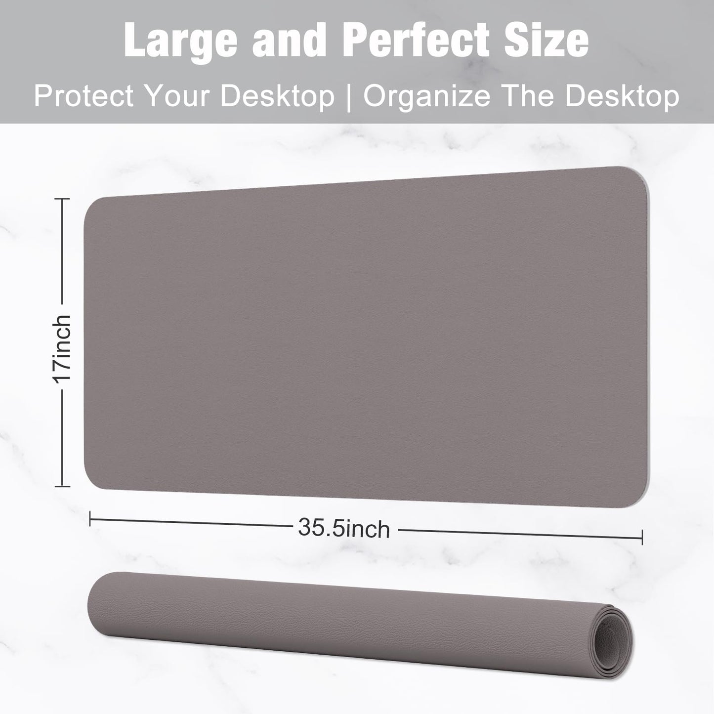 Hsurbtra Desk Pad, 35.5" x 17" PU Leather Desk Mat, XXL Extended Mouse Pad, Waterproof Desktop