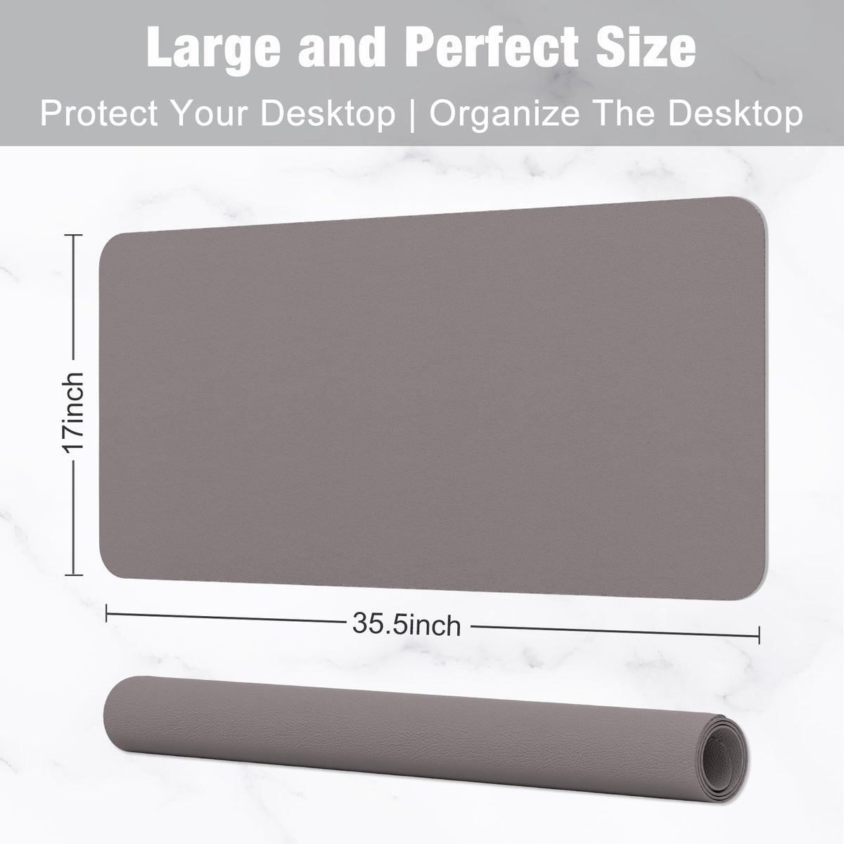 Hsurbtra Desk Pad, 35.5" x 17" PU Leather Desk Mat, XXL Extended Mouse Pad, Waterproof Desktop