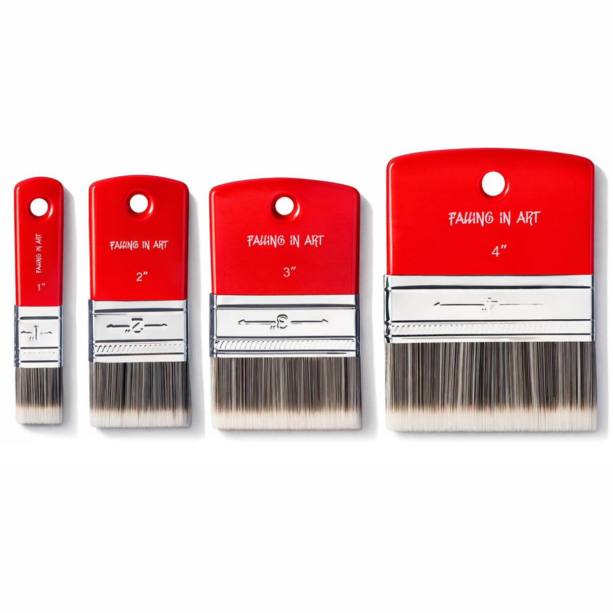 Falling in Art 4 PCS Flat Paddle Paint Brush Set (1'',2'',3'',4'')