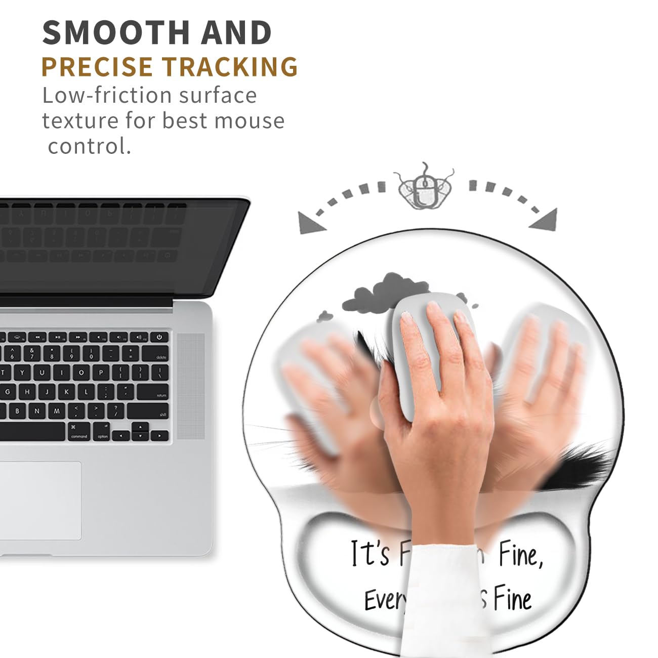 I am Fine Mouse Pad with Wrist Support Gel Mousepad Wrist Rest Ergonomic Mouse Mat Gaming Cushion