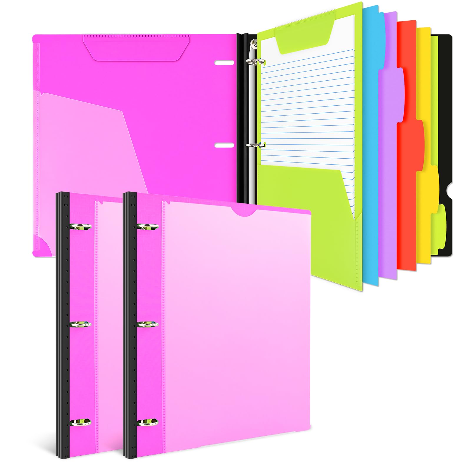 INFUN All-in-one Telescoping Binder Notebook- 2PCS, Refillable 3 Ring Notebook Binder with 1