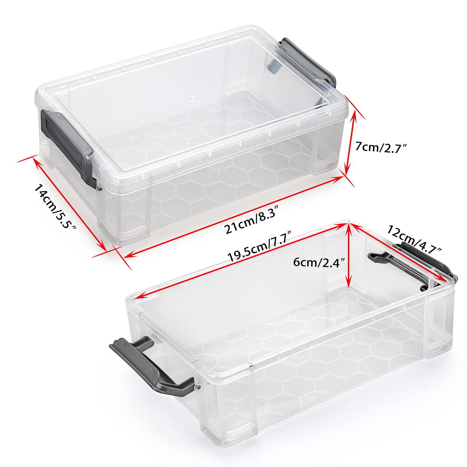 BTSKY 4 Pack Extra Large Plastic Pencil Box Stackable, Translucent, Grey