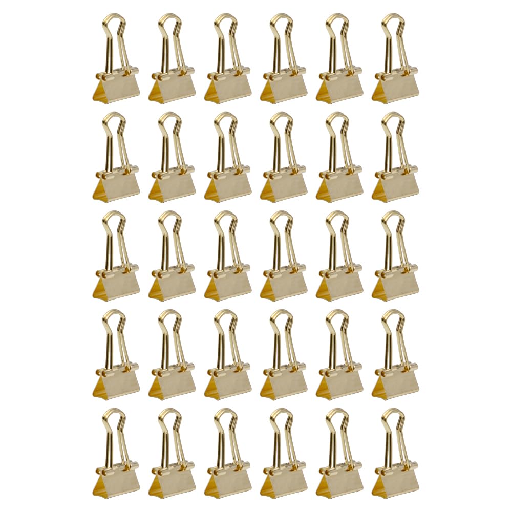 JAM PAPER Colorful Binder Clips - Extra Small - 3/5 Inch (15 mm) - Gold Binderclips - 30/Pack