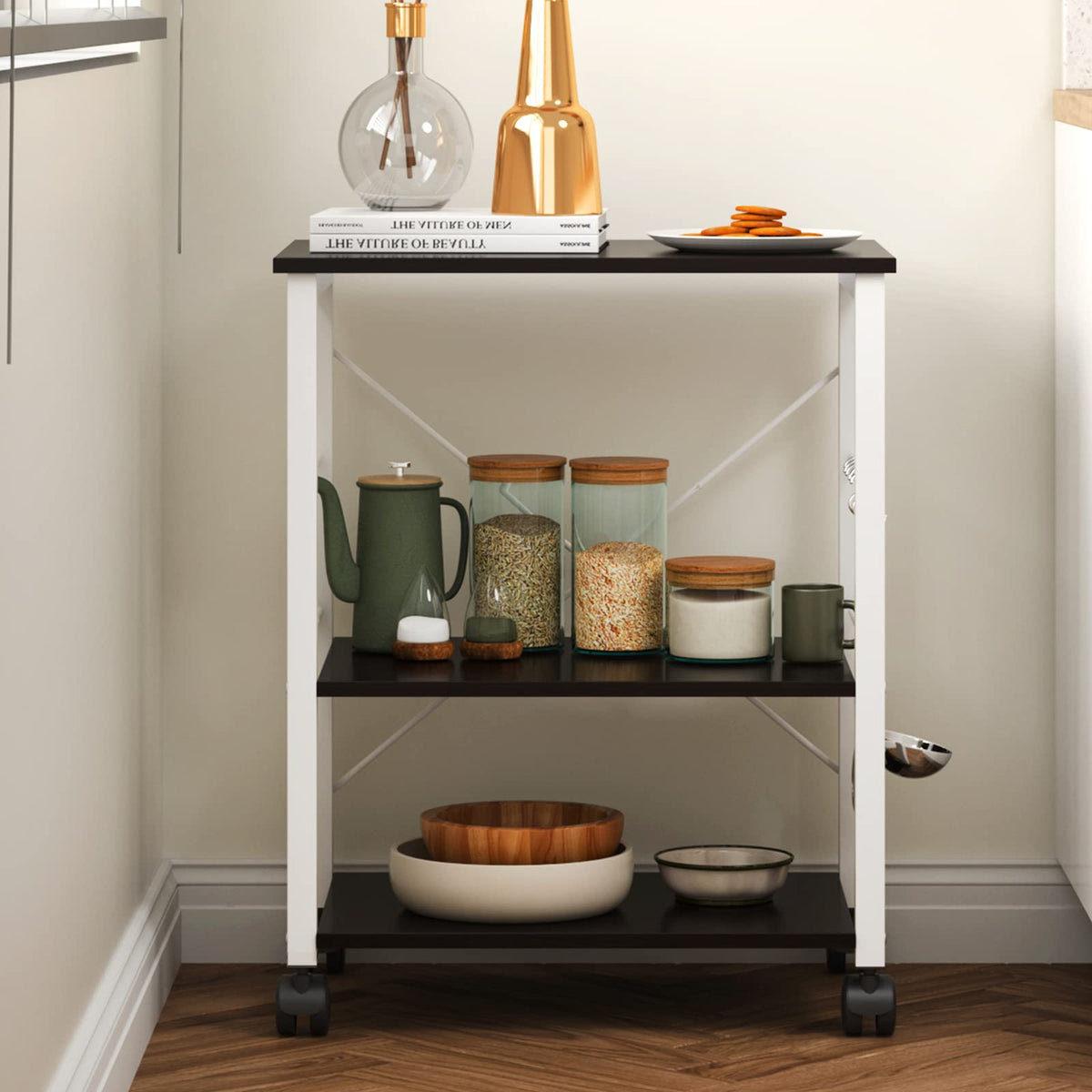 sogesfurniture 3-Tier Kitchen Baker's Rack Utility Shelf Microwave Oven Stand Storage Cart