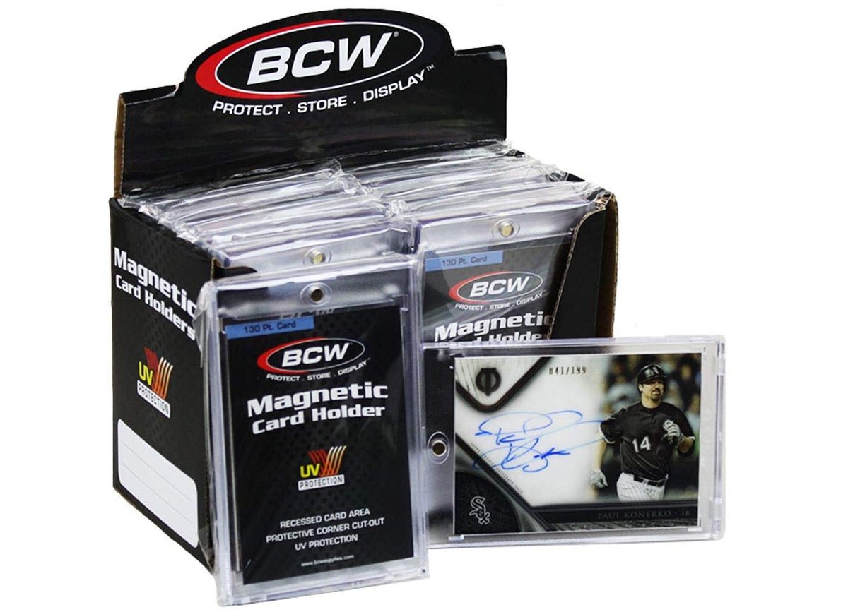 BCW 130 Pt Magnetic Card Holders with Gold Magnet Closure, Clear, 14 Count