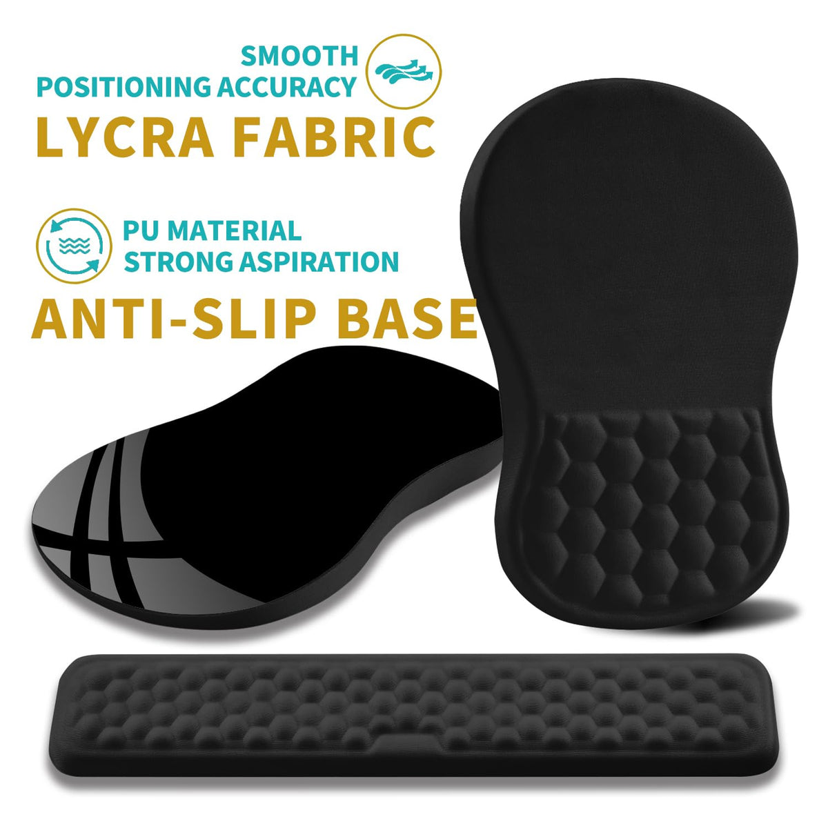 Hokafenle 2 in 1 Ergonomic Mouse Pad Wrist Support & Wrist Rest for Computer Keyboard Set, with