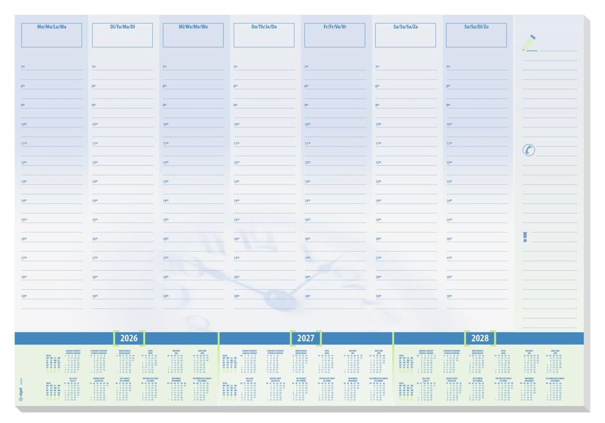 SIGEL Paper Desk Pad DIN A2 Calendar 2026-2028 Daily Plan