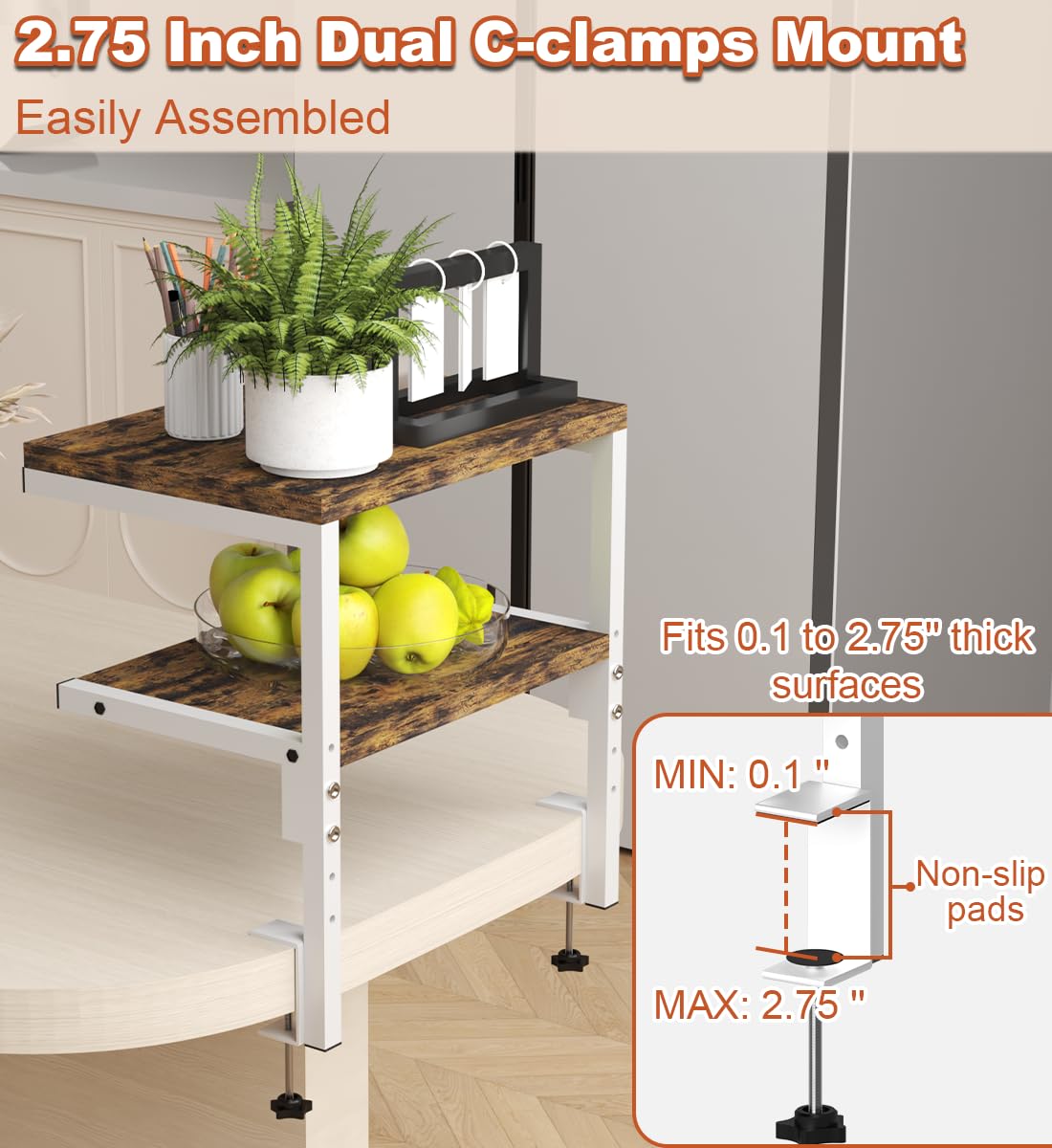 Mondazie 2-Tier Adjustable Desk Shelf Organization, White