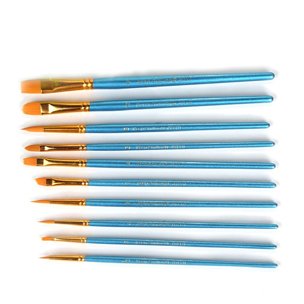 4 Sets of 10 Pcs Paint Brush Set, Synthetic Hair, Assorted Sizes & Shapes
