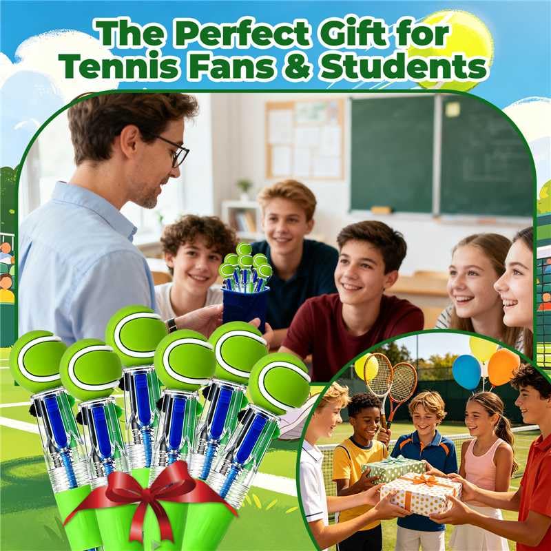 Zhirlyn Tennis Party Favors Tennis Pens Mini Multicolor Pen in One Cute Fun 4-in-1 Pens Bulk Cool