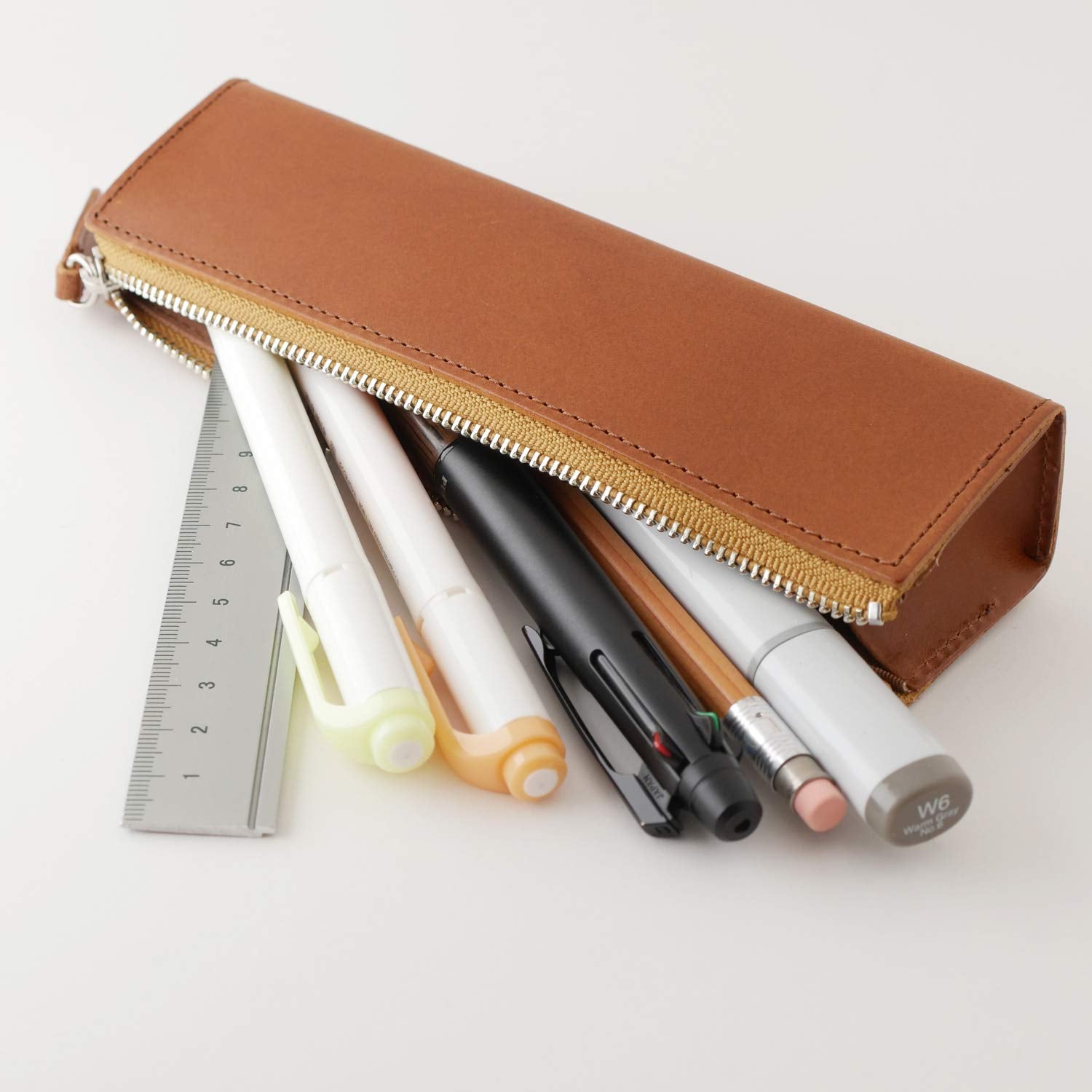 Slip-On BT Sky Pen Case, Italian Leather, M Size