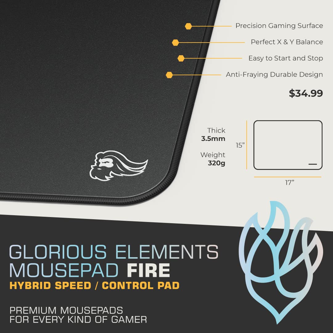 GLORIOUS Elements Gaming Mousepad - Extra Large Mouse Pad XL - Foam Core Hybrid Cloth - Gaming Desk