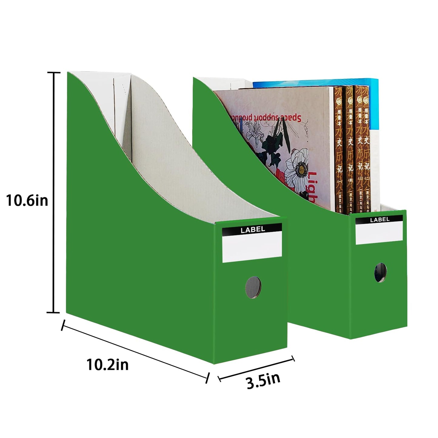 Limitliho 24 Pack Green Cardboard Magazine File Holder for Desk or Shelves