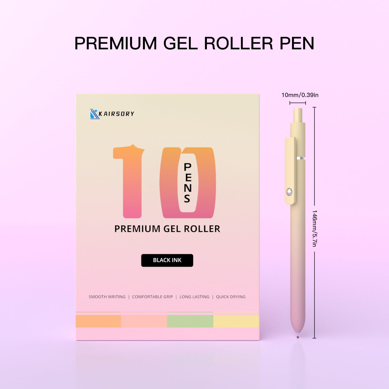 Gradient Shaft Gel Pens, 0.7mm Fine Point Black Ink,Smooth Writing High-End Pens for Note