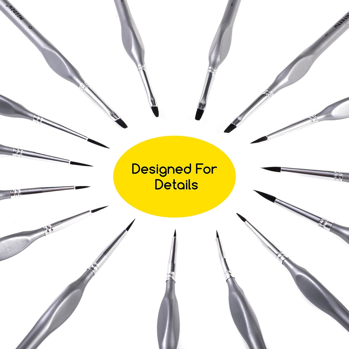 MEEDEN Miniature Paint Brush Set,15 Tiny Professional Fine Tip Detail Paint Brushes, Detailing