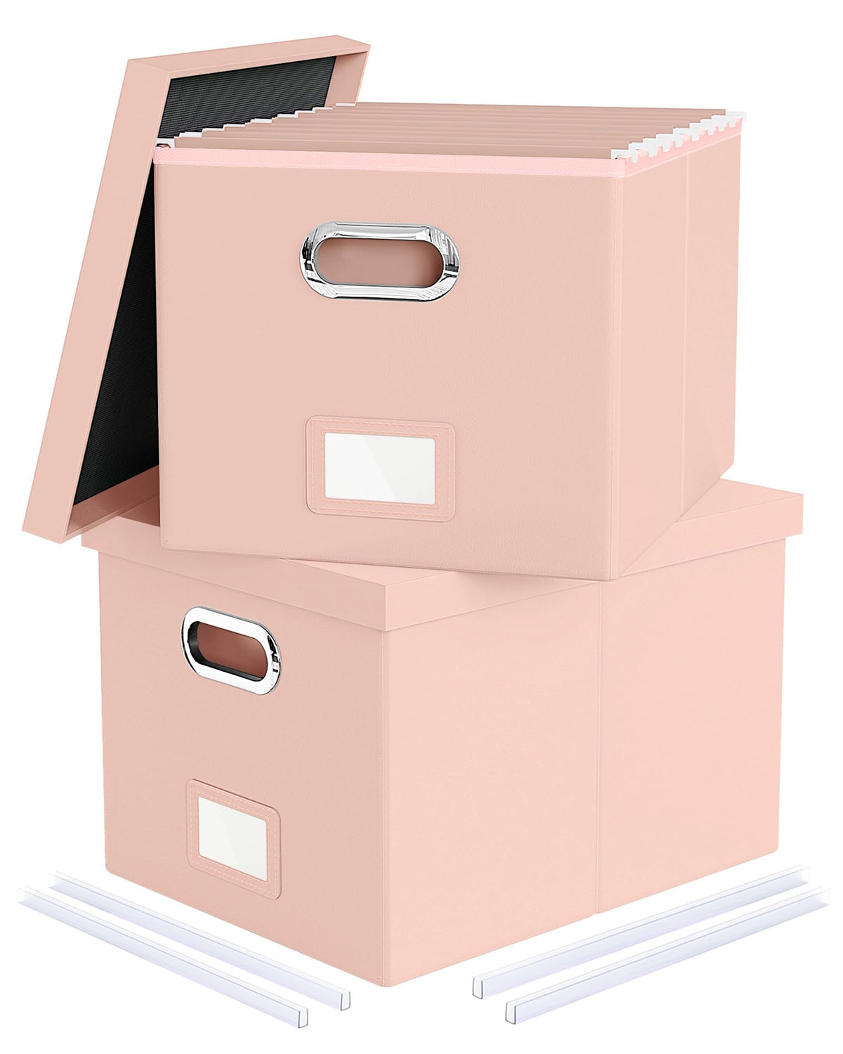 Oterri 2 Pack File Storage Organizer Box,Filing Box,Portable File Box with Lid,Fit for Letter/Legal