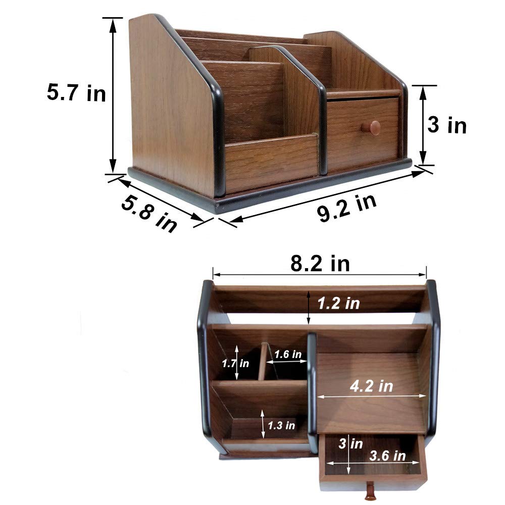 N Desk organizer wood with small drawer Office and Home organization like remote control holder