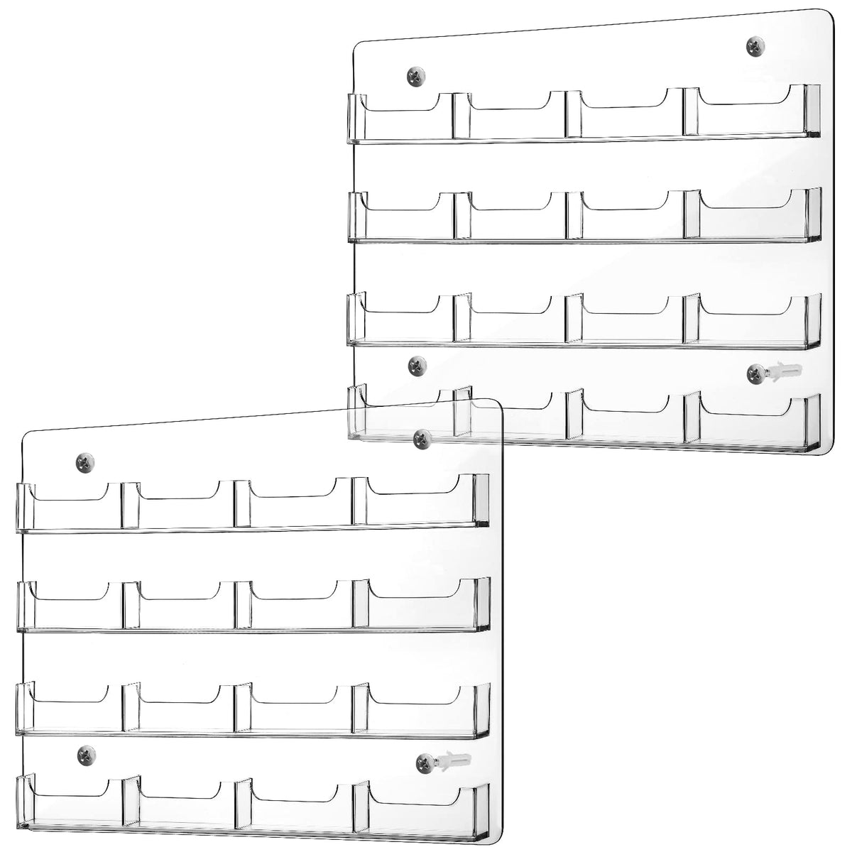 Lincia 2 Pcs Acrylic Business Card Holder, 40×30cm, 16 Pockets Horizontal
