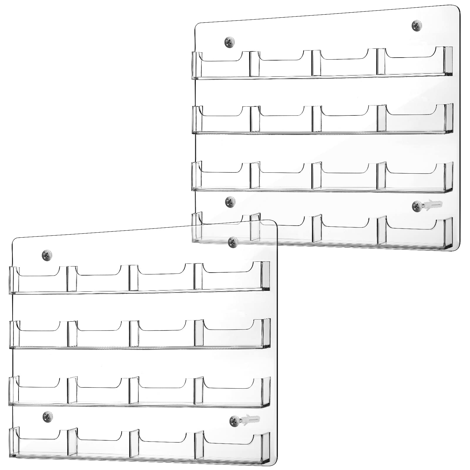 Lincia 2 Pcs Acrylic Business Card Holder, 40×30cm, 16 Pockets Horizontal