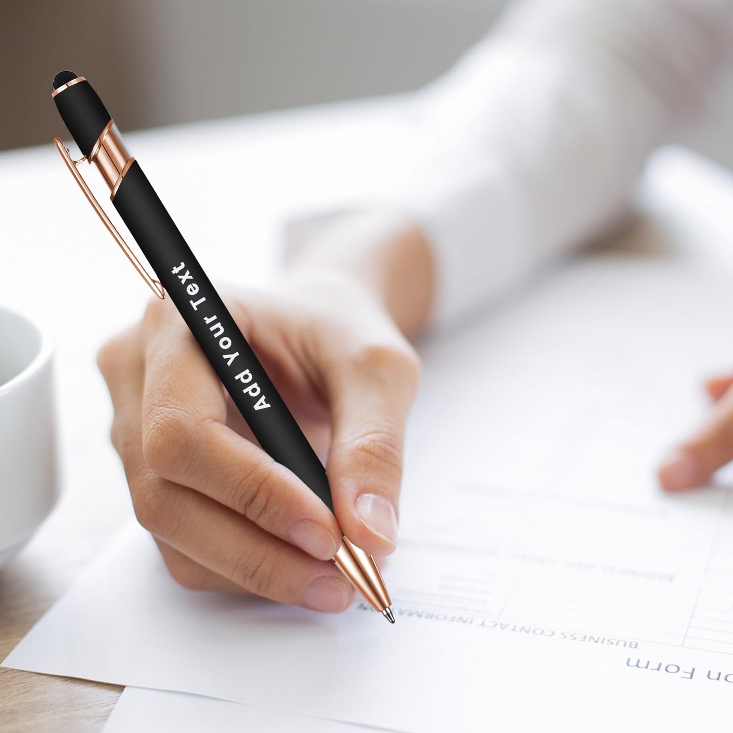 Personalized Ballpoint Pen with Stylus Tip, Custom Name & Logo, 12 Colors