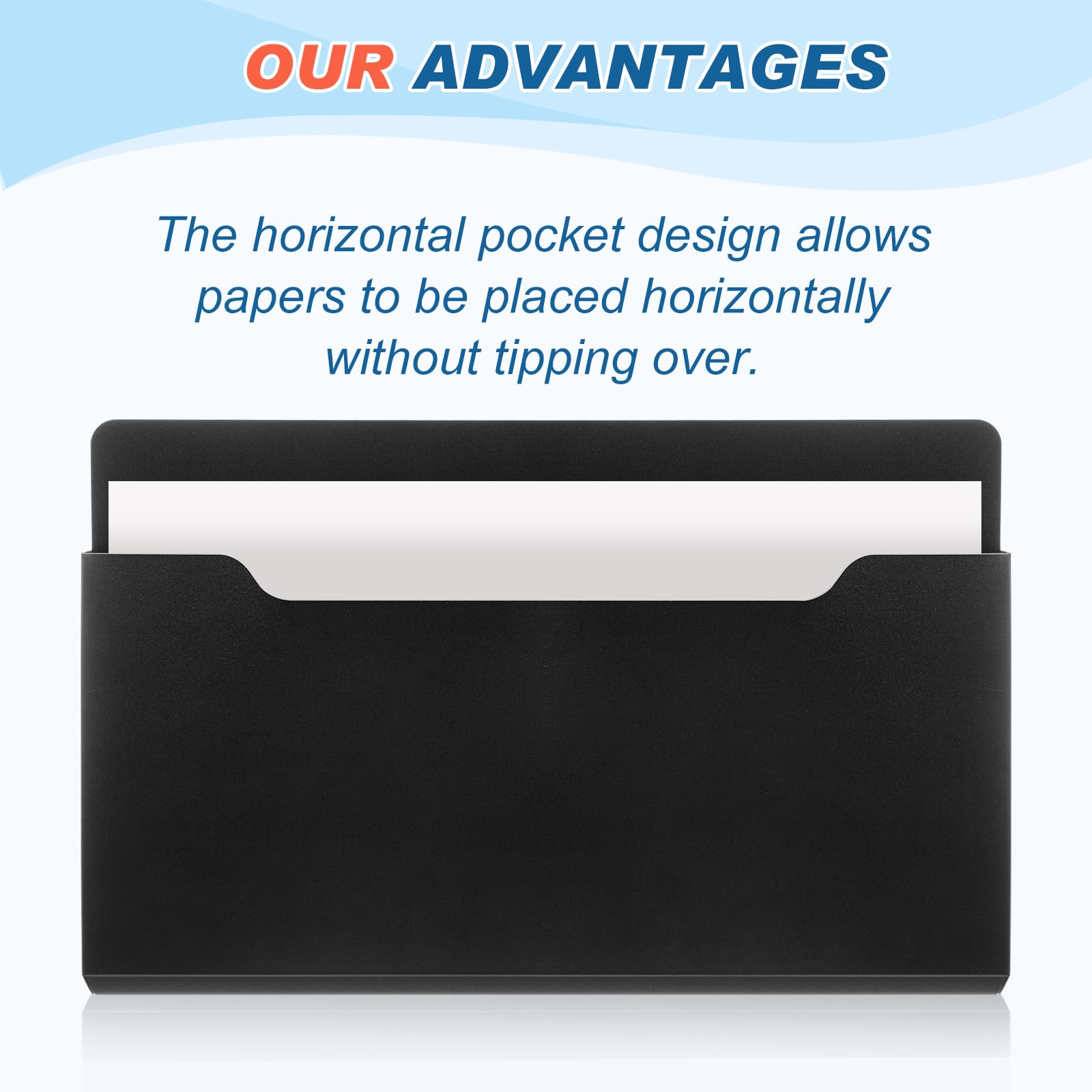 Fuutreo Magnetic Wall File Holder,6pcs,Black,Horizontal-large